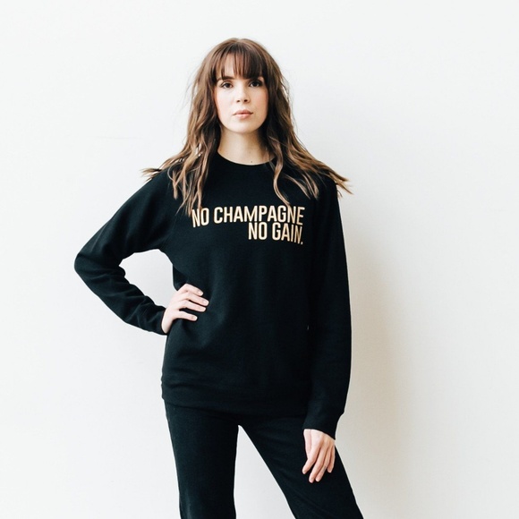 Brunette The Label Sweaters - Brunette the Label No Champagne No Gain Sweatshirt